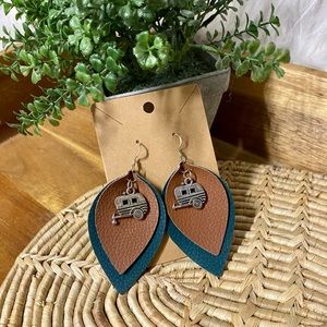 Cute Camper Faux Leather Earrings